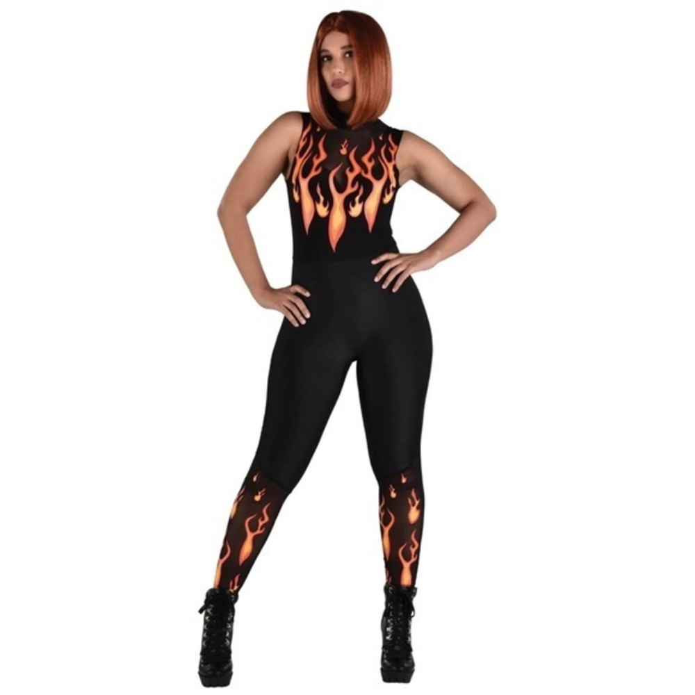 FLAMES woman's catsuit Halloween costume size Adult L/XL